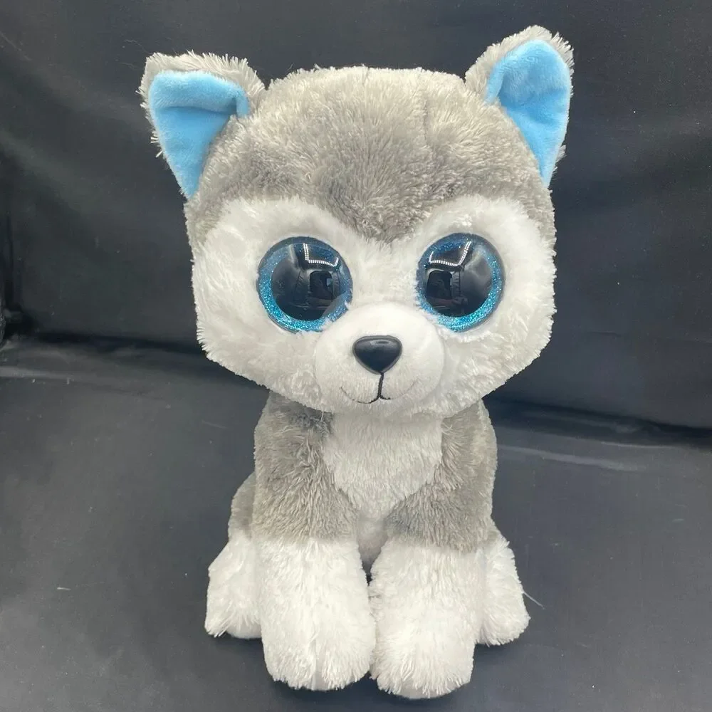 Ty Beanie Boo Plush Husky Stuffed Animals SLUSH x2 Medium & Small Set 2pc